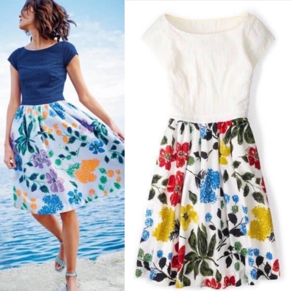 BODEN 10 Rosalyn Eyelet Floral Fit & Flare Dress